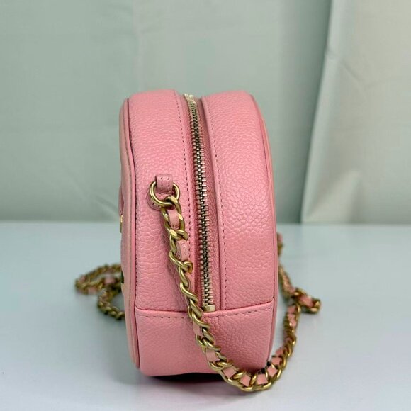 Chanel Pink Caviar Leather Round Shoulder Bag Crossbody - Picture 4 of 9